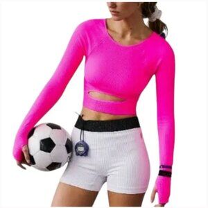 NWOT Free People Movement Cut It Out Long Sleeved Top in Hot Pink Size XS/S